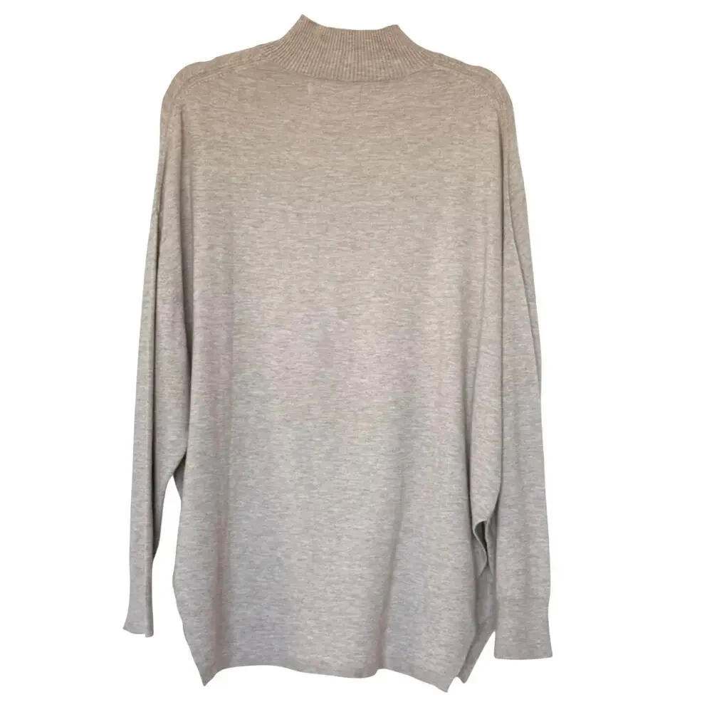 MNG High Neck Knit Long Sleeve Sweater Jumper Size Small Beige/Tan